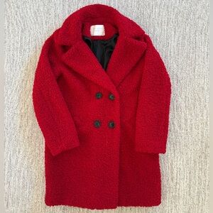 Zara Red Teddy Coat